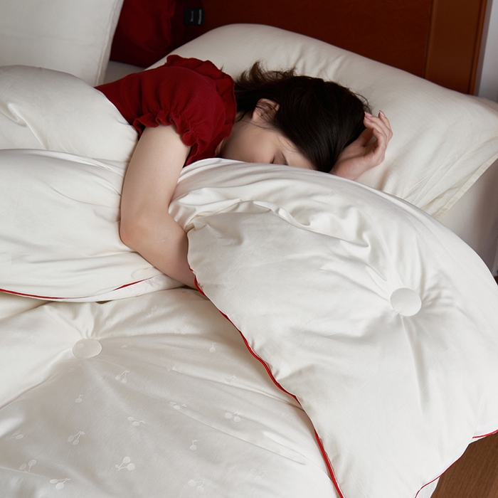 91家纺网 家纺一手货源 找家纺 （总）莱宁被业 2025新款A类全棉提花樱桃刺绣大豆被春秋被加厚柔软冬被被子被芯