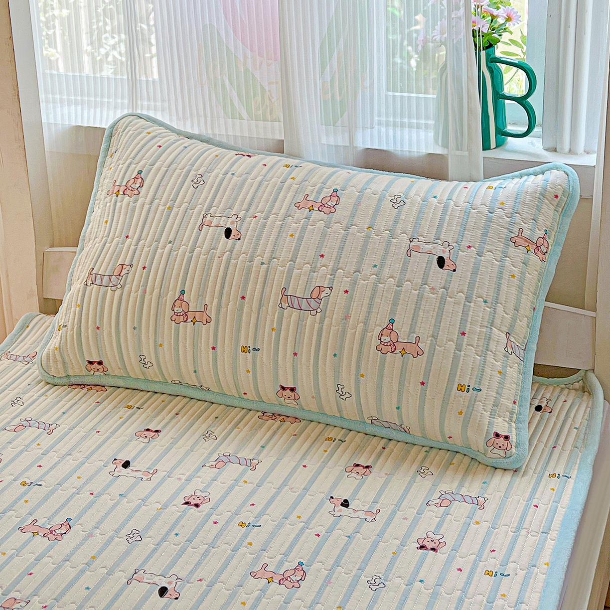 91家纺网 家纺一手货源 找家纺 恒尚居 2025新款纯棉牛奶绒学生床垫 双面两用夹棉床单床垫-秋冬款 四季通用-系列二 【机灵旺仔】-A纯棉-B牛奶绒