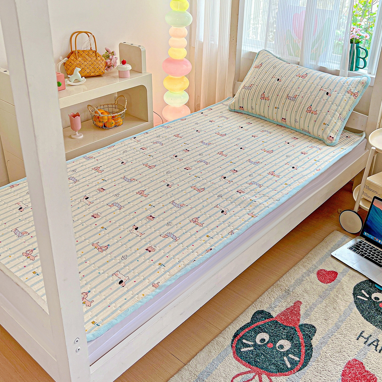 91家纺网 家纺一手货源 找家纺 恒尚居 2025新款纯棉牛奶绒学生床垫 双面两用夹棉床单床垫-秋冬款 四季通用-系列二 【机灵旺仔】-A纯棉-B牛奶绒