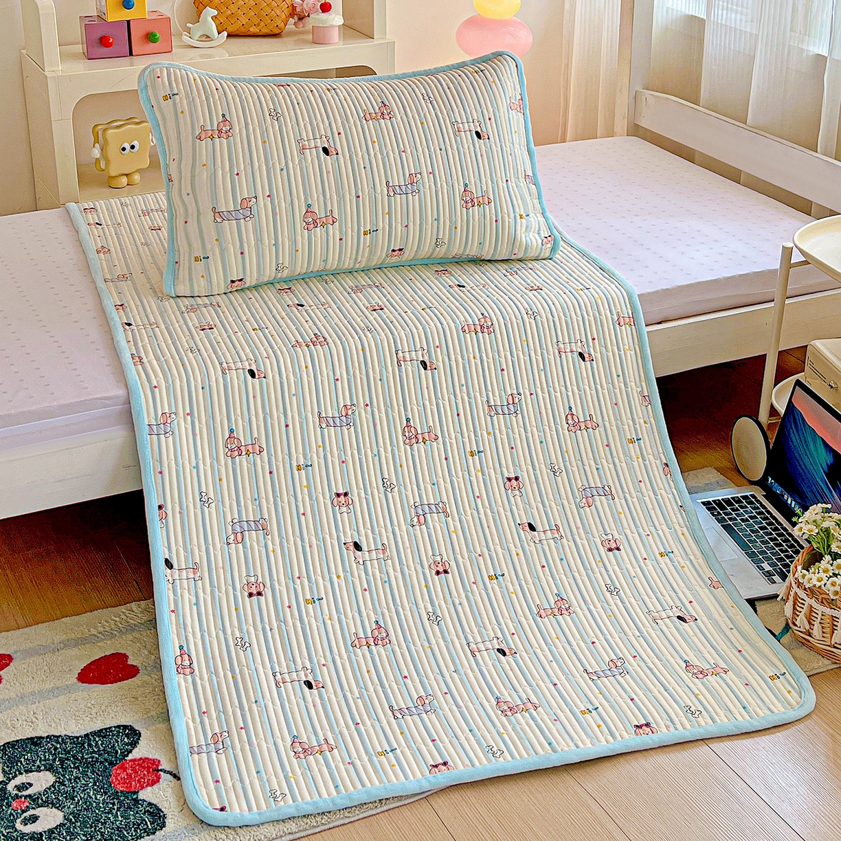 91家纺网 家纺一手货源 找家纺 恒尚居 2025新款纯棉牛奶绒学生床垫 双面两用夹棉床单床垫-秋冬款 四季通用-系列二 【机灵旺仔】-A纯棉-B牛奶绒