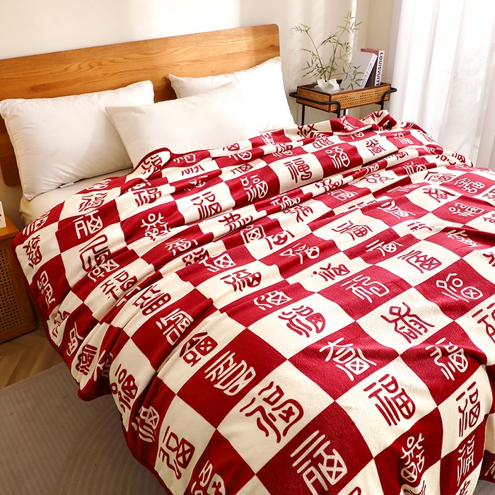 91家纺网 家纺一手货源 找家纺 （总）格真 2025新款百福毯双面加厚法莱绒毛毯