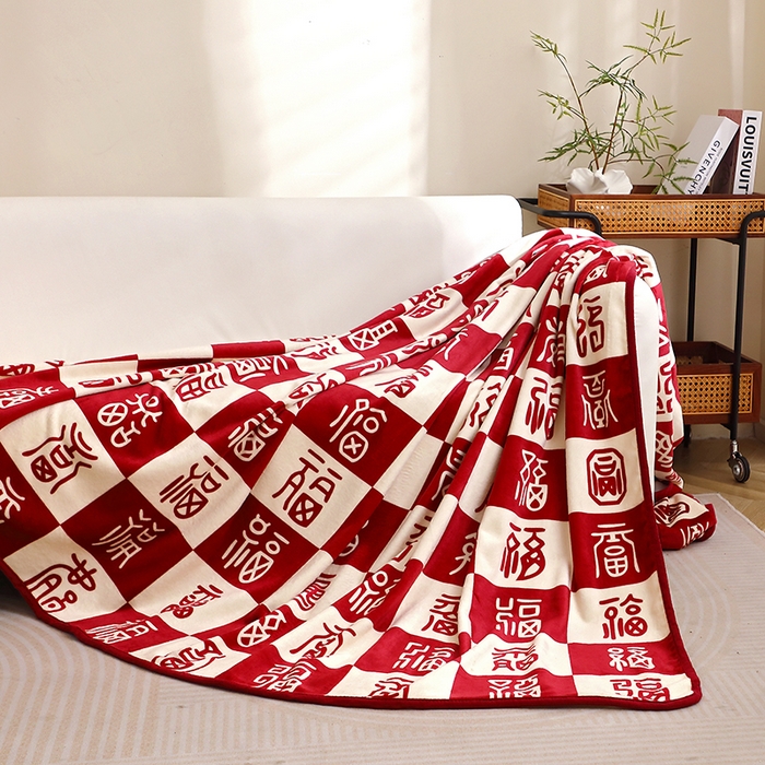 91家纺网 家纺一手货源 找家纺 （总）格真 2025新款百福毯双面加厚法莱绒毛毯