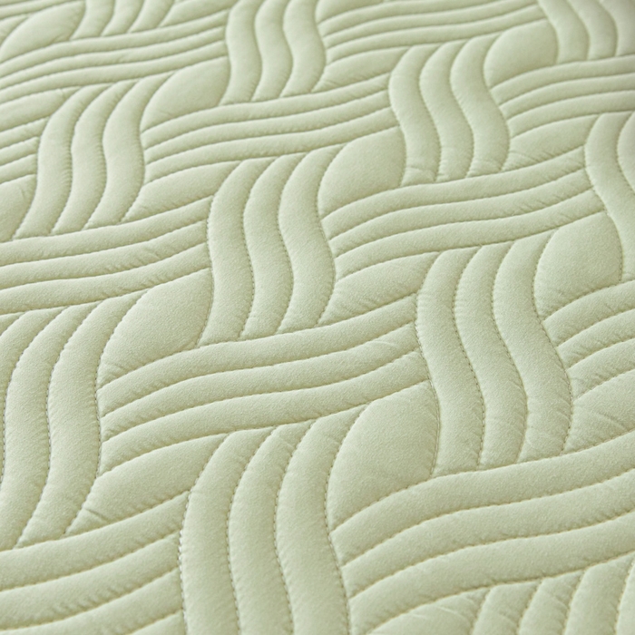 91家纺网 家纺一手货源 找家纺 九亭家纺 2025新款A类防水夹棉床笠 水波纹-芥末绿