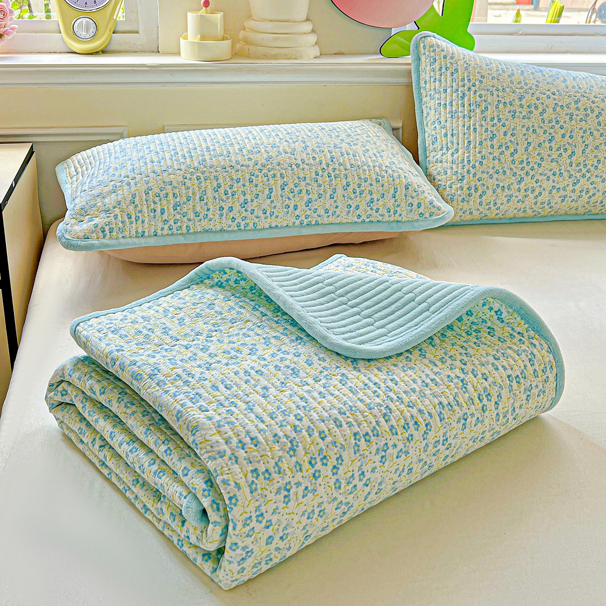 91家纺网 家纺一手货源 找家纺 恒尚居 2025新款纯棉牛奶绒学生床垫 双面两用夹棉床单床垫-秋冬款 四季通用-系列二 【雪兰】-A纯棉-B牛奶绒