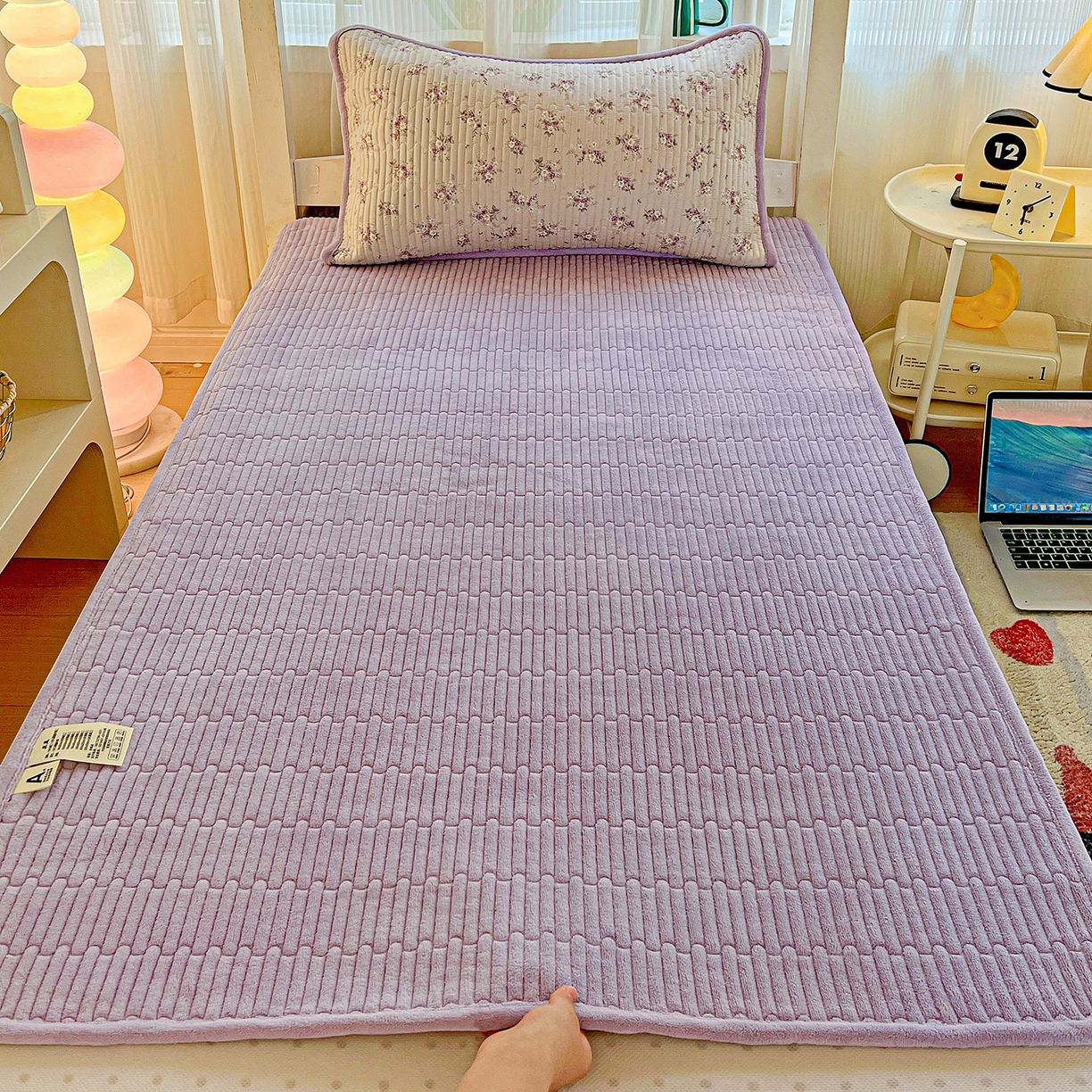 91家纺网 家纺一手货源 找家纺 恒尚居 2025新款纯棉牛奶绒学生床垫 双面两用夹棉床单床垫-秋冬款 四季通用-系列二 【玉妃】-A纯棉-B牛奶绒