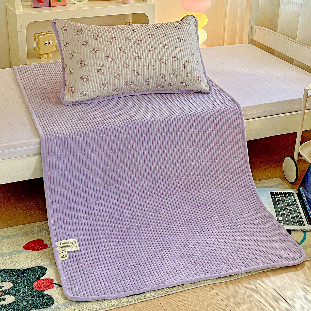 91家纺网 家纺一手货源 找家纺 恒尚居 2025新款纯棉牛奶绒学生床垫 双面两用夹棉床单床垫-秋冬款 四季通用-系列二 【玉妃】-A纯棉-B牛奶绒