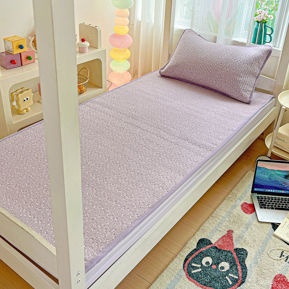 91家纺网 家纺一手货源 找家纺 恒尚居 2025新款纯棉牛奶绒学生床垫 双面两用夹棉床单床垫-秋冬款 四季通用-系列二 【花言】-A纯棉-B牛奶绒