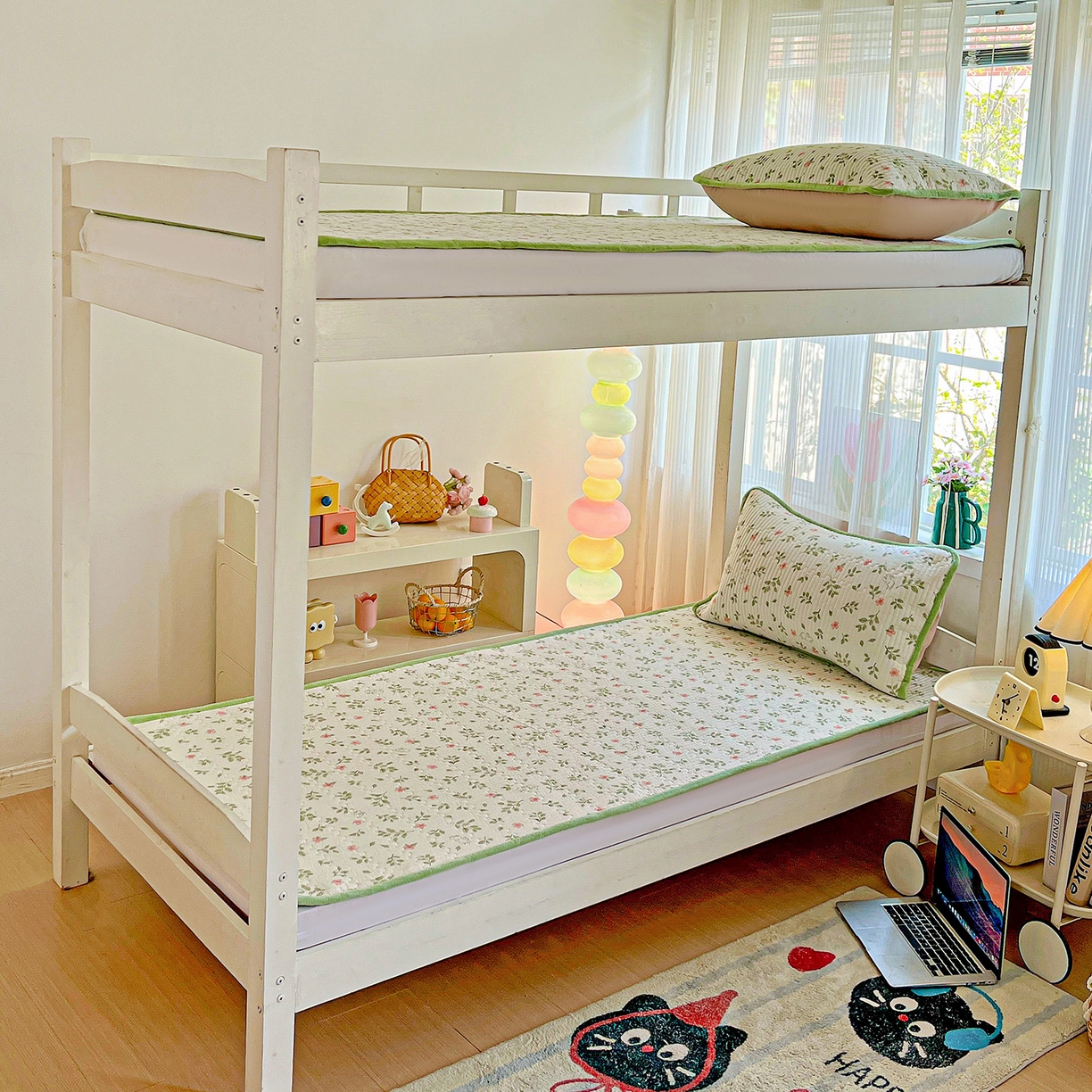 91家纺网 家纺一手货源 找家纺 恒尚居 2025新款纯棉牛奶绒学生床垫 双面两用夹棉床单床垫-秋冬款 四季通用-系列二 【清新雅韵】-A纯棉-B牛奶绒