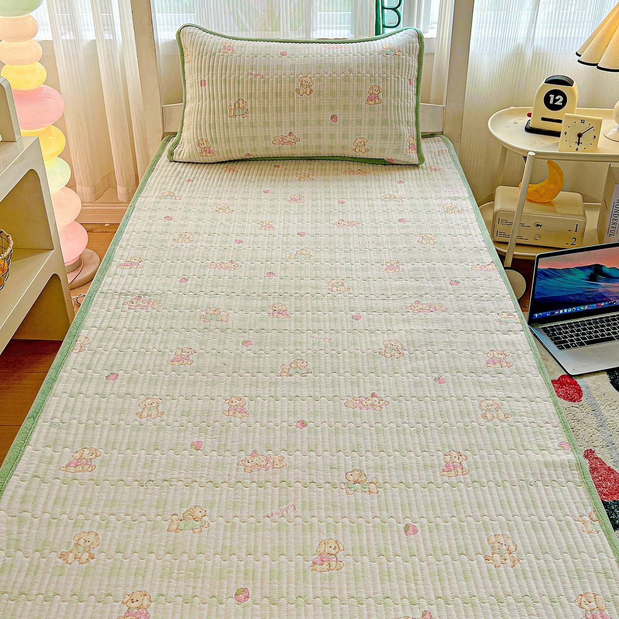 91家纺网 家纺一手货源 找家纺 恒尚居 2025新款纯棉牛奶绒学生床垫 双面两用夹棉床单床垫-秋冬款 四季通用-系列二 【甜心旺旺】-A纯棉-B牛奶绒