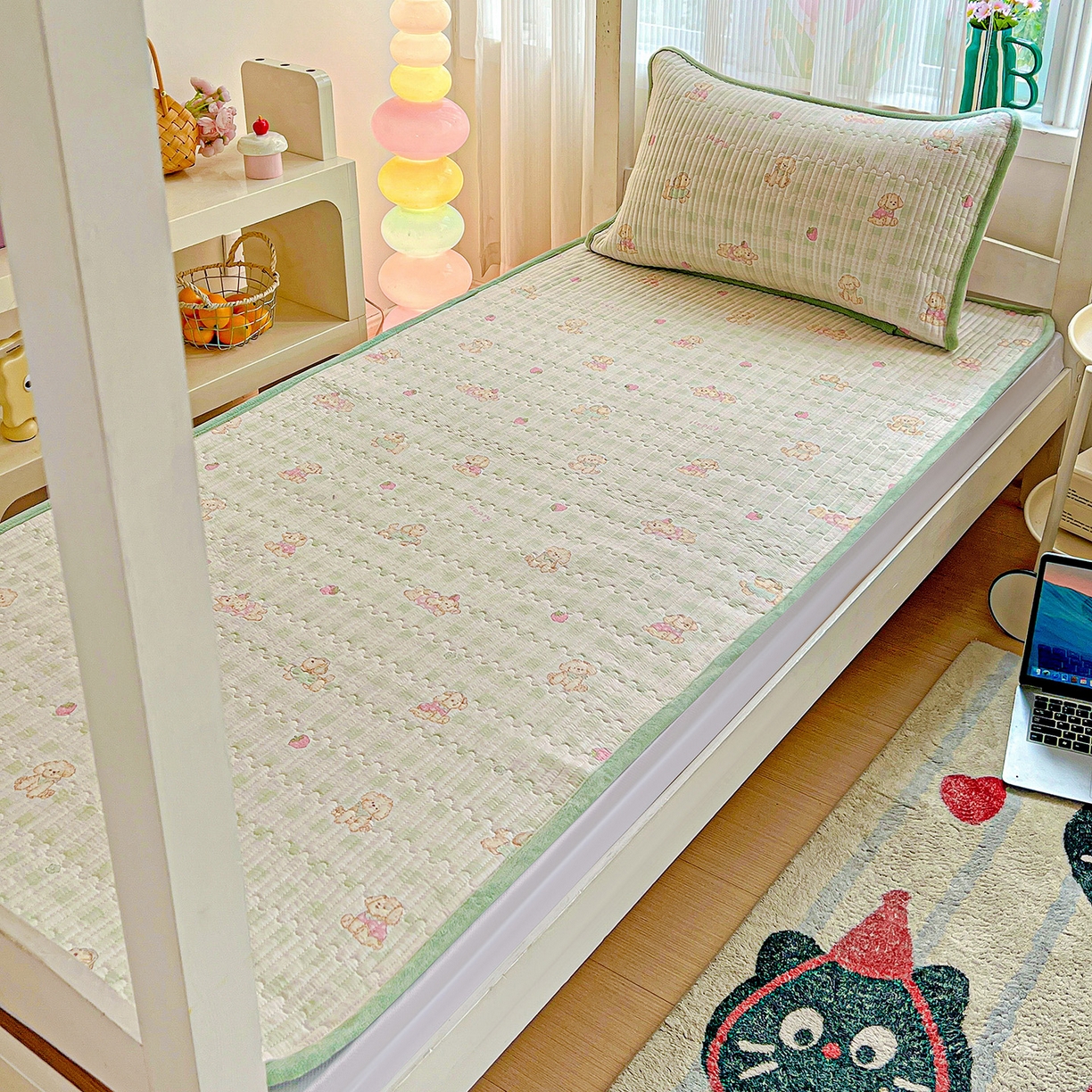 91家纺网 家纺一手货源 找家纺 恒尚居 2025新款纯棉牛奶绒学生床垫 双面两用夹棉床单床垫-秋冬款 四季通用-系列二 【甜心旺旺】-A纯棉-B牛奶绒