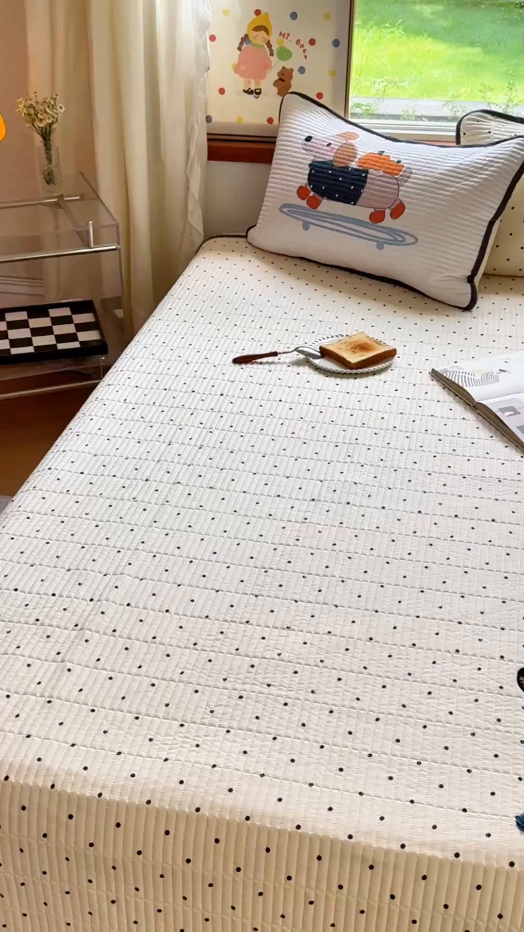 91家纺网 家纺一手货源 找家纺 鑫喜莱家纺 2025新款云朵棉毛巾绣床盖三件套 南瓜狗