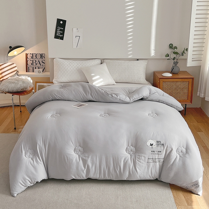 91家纺网 家纺一手货源 找家纺 莱宁被业 2025新款a类天竺棉棉花冬被优质新疆长绒棉学生春秋被棉花加厚棉花冬被 灰色