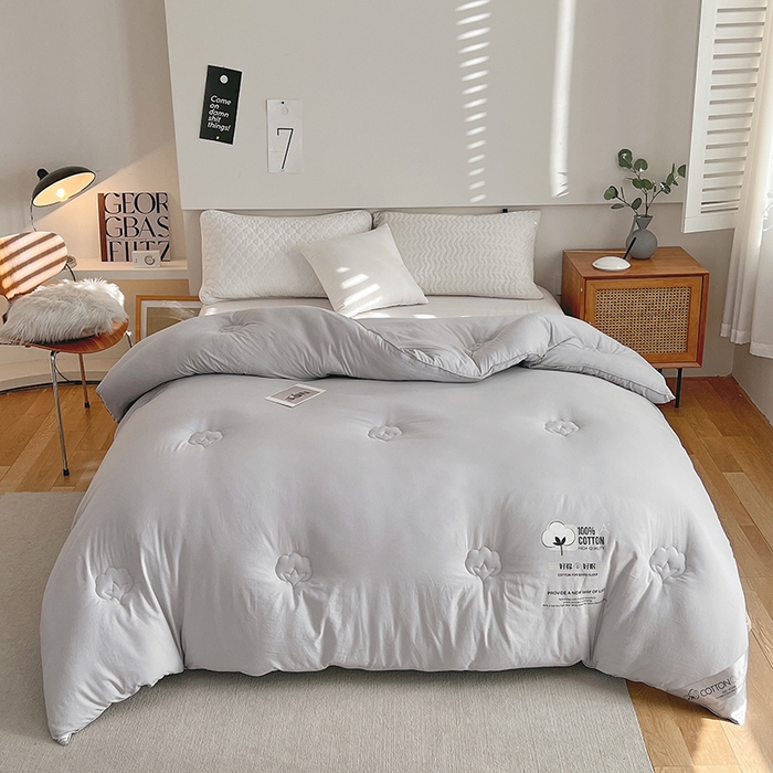 91家纺网 家纺一手货源 找家纺 莱宁被业 2025新款a类天竺棉棉花冬被优质新疆长绒棉学生春秋被棉花加厚棉花冬被 灰色