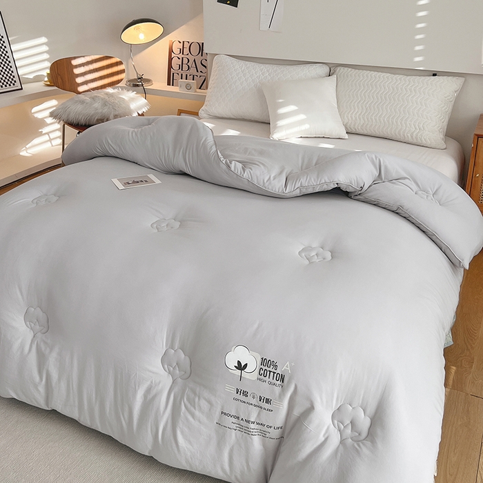 91家纺网 家纺一手货源 找家纺 莱宁被业 2025新款a类天竺棉棉花冬被优质新疆长绒棉学生春秋被棉花加厚棉花冬被 灰色