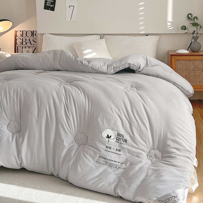 91家纺网 家纺一手货源 找家纺 莱宁被业 2025新款a类天竺棉棉花冬被优质新疆长绒棉学生春秋被棉花加厚棉花冬被 灰色