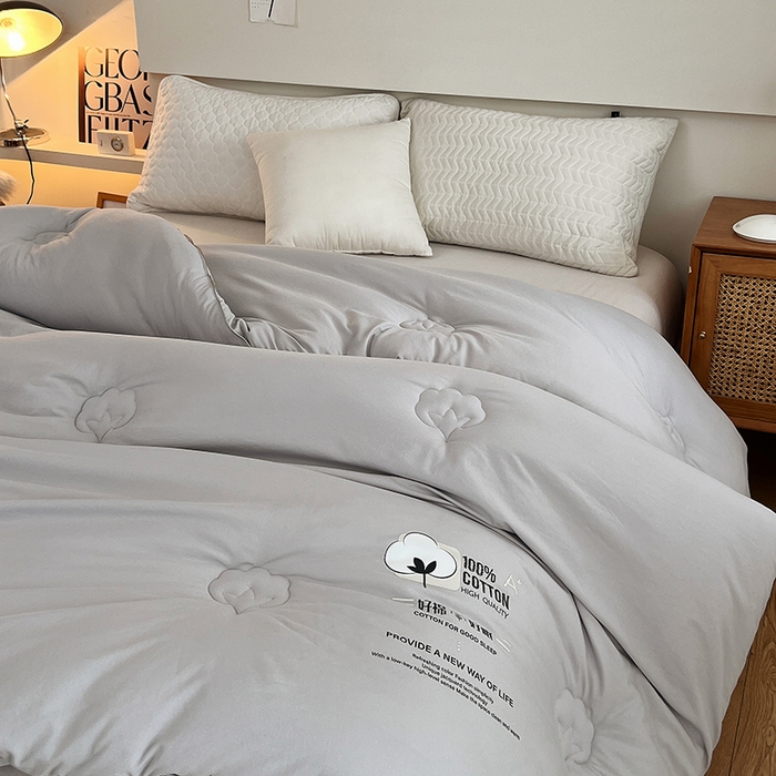 91家纺网 家纺一手货源 找家纺 莱宁被业 2025新款a类天竺棉棉花冬被优质新疆长绒棉学生春秋被棉花加厚棉花冬被 灰色