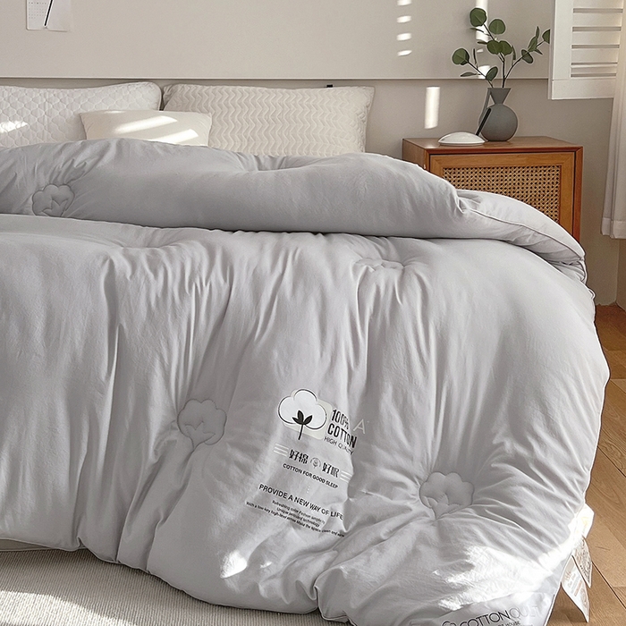 91家纺网 家纺一手货源 找家纺 莱宁被业 2025新款a类天竺棉棉花冬被优质新疆长绒棉学生春秋被棉花加厚棉花冬被 灰色