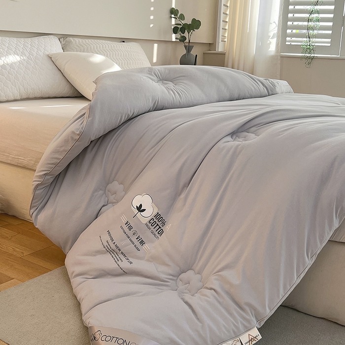 91家纺网 家纺一手货源 找家纺 莱宁被业 2025新款a类天竺棉棉花冬被优质新疆长绒棉学生春秋被棉花加厚棉花冬被 灰色