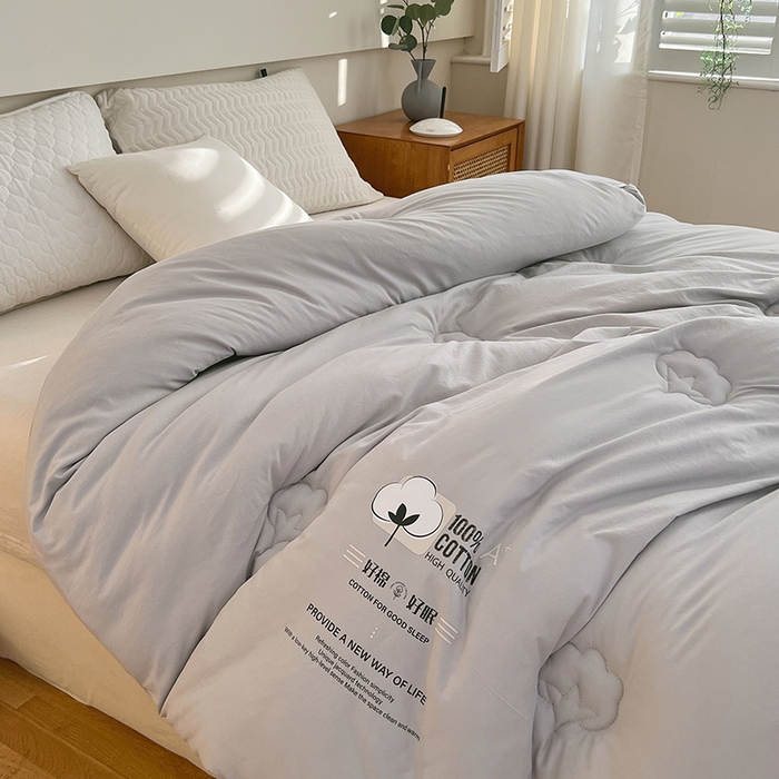 91家纺网 家纺一手货源 找家纺 莱宁被业 2025新款a类天竺棉棉花冬被优质新疆长绒棉学生春秋被棉花加厚棉花冬被 灰色