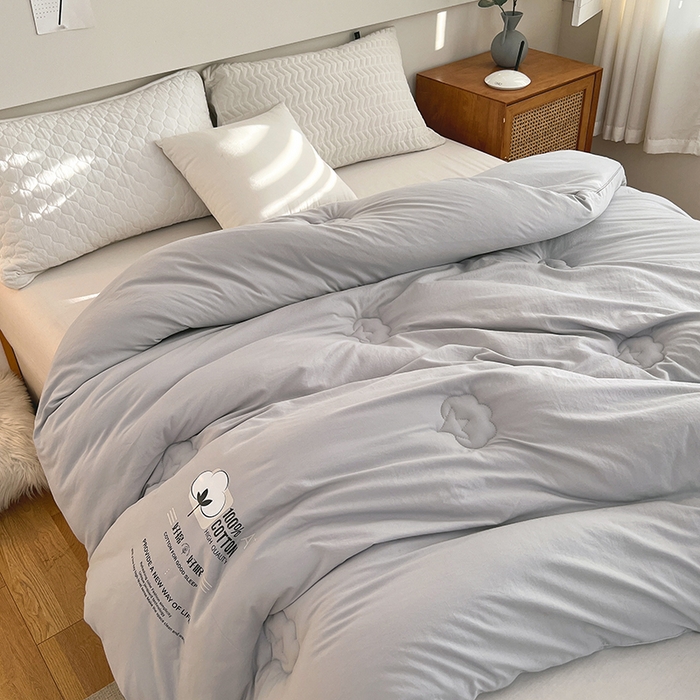 91家纺网 家纺一手货源 找家纺 莱宁被业 2025新款a类天竺棉棉花冬被优质新疆长绒棉学生春秋被棉花加厚棉花冬被 灰色