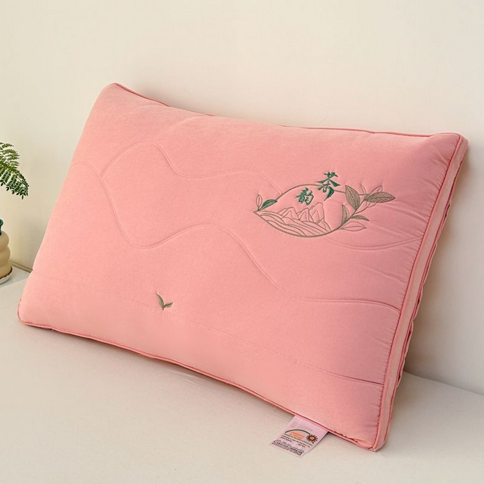 91家纺网 家纺一手货源 找家纺 （总）永乐枕芯 2025新款亲肤纯色橘夏-茶韵枕枕头枕芯
