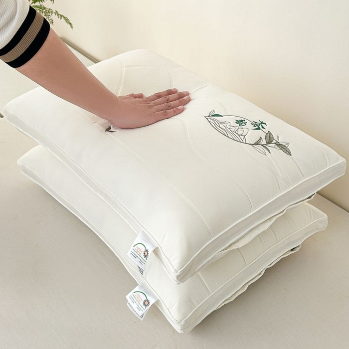 91家纺网 家纺一手货源 找家纺 永乐枕芯 2025新款亲肤纯色橘夏-茶韵枕枕头枕芯 白色