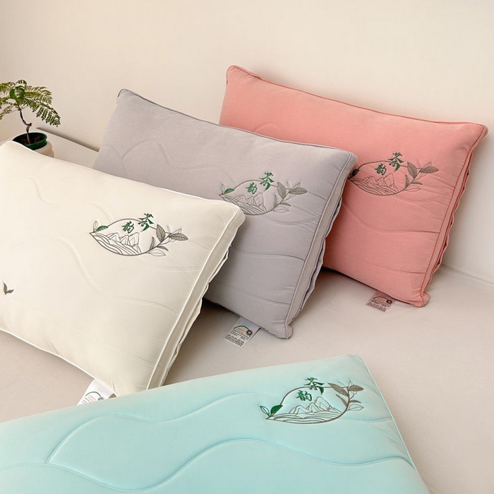 永乐枕芯 2025新款亲肤纯色橘夏-茶韵枕枕头枕芯 组合图