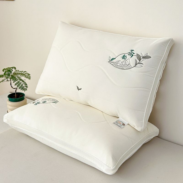 91家纺网 家纺一手货源 找家纺 永乐枕芯 2025新款亲肤纯色橘夏-茶韵枕枕头枕芯 白色