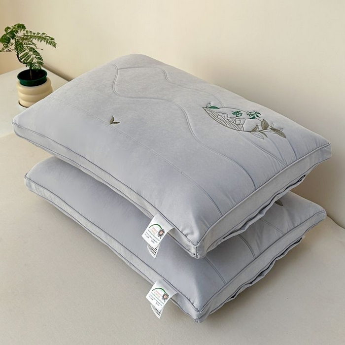 91家纺网 家纺一手货源 找家纺 永乐枕芯 2025新款亲肤纯色橘夏-茶韵枕枕头枕芯 灰色