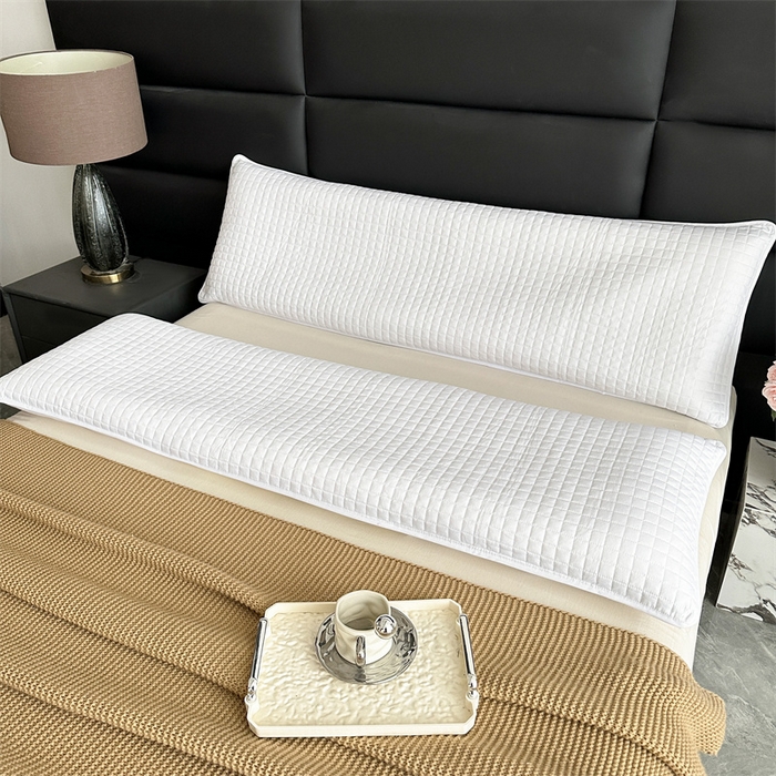 91家纺网 家纺一手货源 找家纺 梵希良品家纺 2025新款双人纯棉枕芯保护套酒店绗缝三层夹棉防水枕头隔离层长枕套 白色