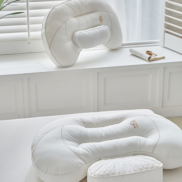 91家纺网 家纺一手货源 找家纺 （总）梵希良品家纺 2025新款全棉分区荞麦护颈枕亲肤透气枕头解压深睡枕芯