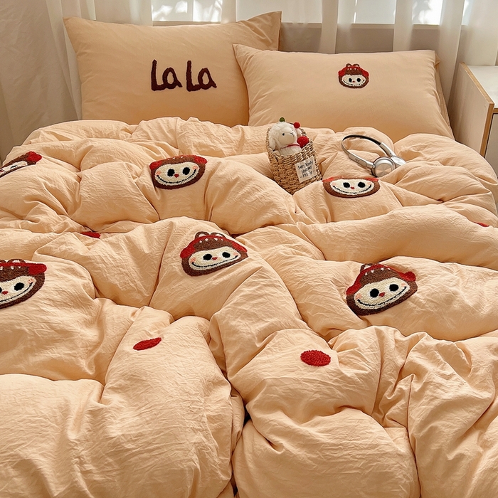 顾里家纺 2025新款ins可爱毛巾绣云朵棉套件四件套 耳机拉拉