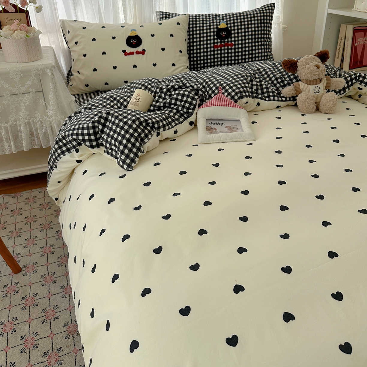 91家纺网 家纺一手货源 找家纺 顾里家纺 2025新款ins可爱毛巾绣云朵棉套件四件套 大眼怪