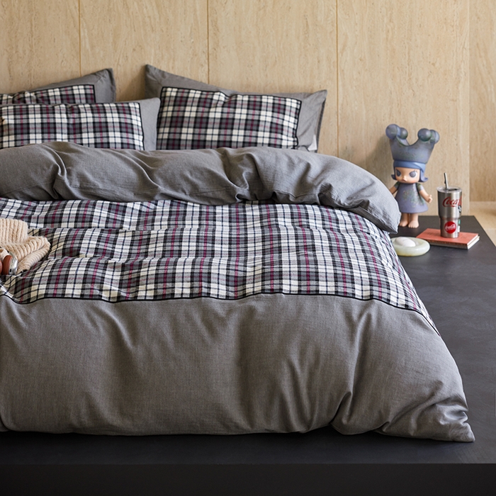 （总）安莱生活 2025新款全棉纯棉色织宽边磨毛四件套