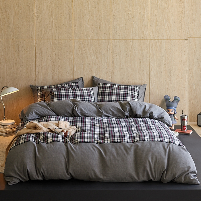 91家纺网 家纺一手货源 找家纺 （总）安莱生活 2025新款全棉纯棉色织宽边磨毛四件套