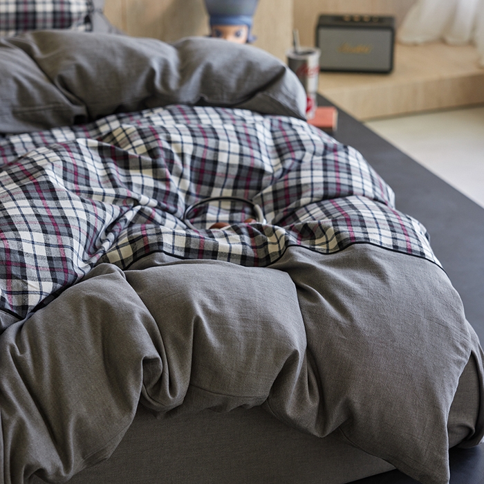 91家纺网 家纺一手货源 找家纺 （总）安莱生活 2025新款全棉纯棉色织宽边磨毛四件套