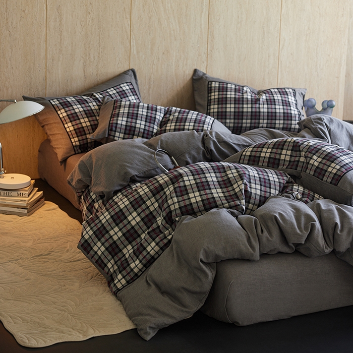 91家纺网 家纺一手货源 找家纺 （总）安莱生活 2025新款全棉纯棉色织宽边磨毛四件套