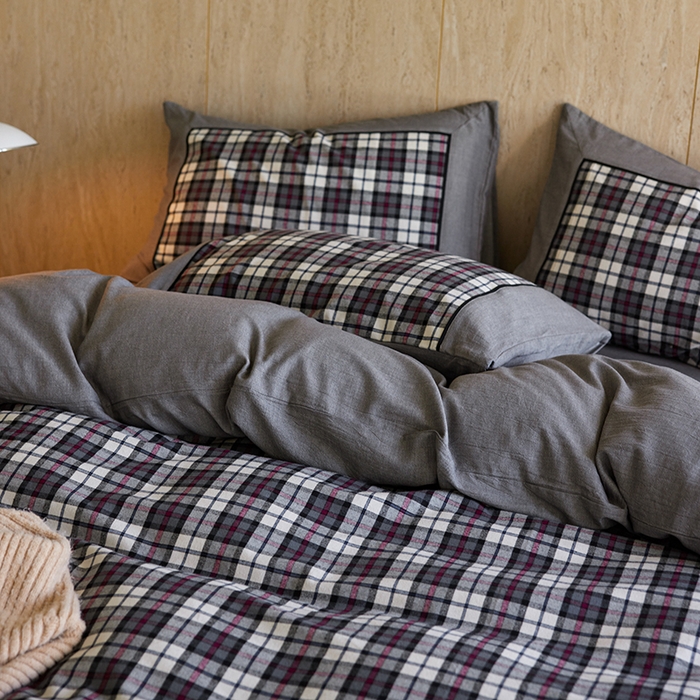 91家纺网 家纺一手货源 找家纺 （总）安莱生活 2025新款全棉纯棉色织宽边磨毛四件套