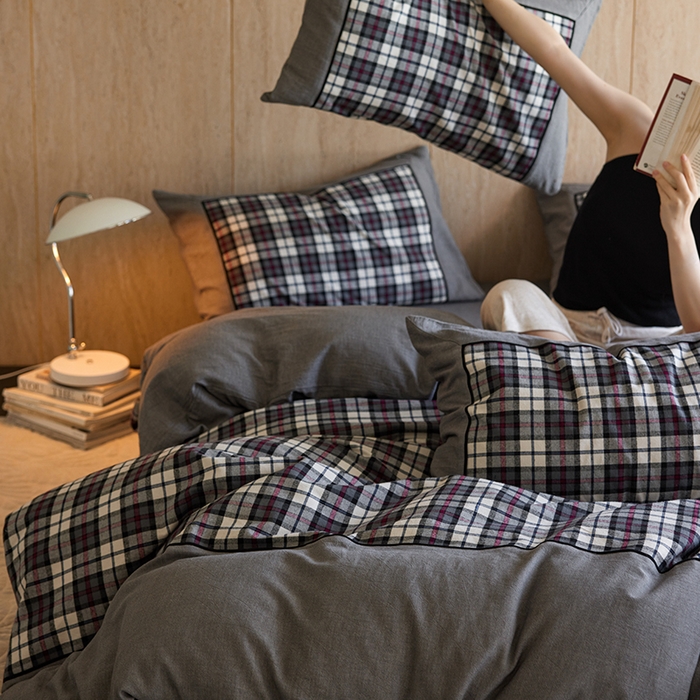 91家纺网 家纺一手货源 找家纺 （总）安莱生活 2025新款全棉纯棉色织宽边磨毛四件套