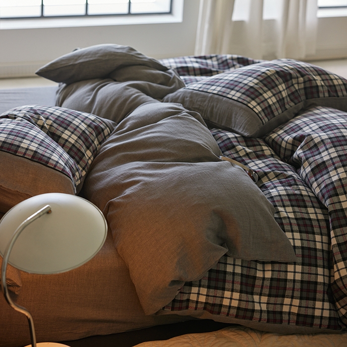 91家纺网 家纺一手货源 找家纺 （总）安莱生活 2025新款全棉纯棉色织宽边磨毛四件套