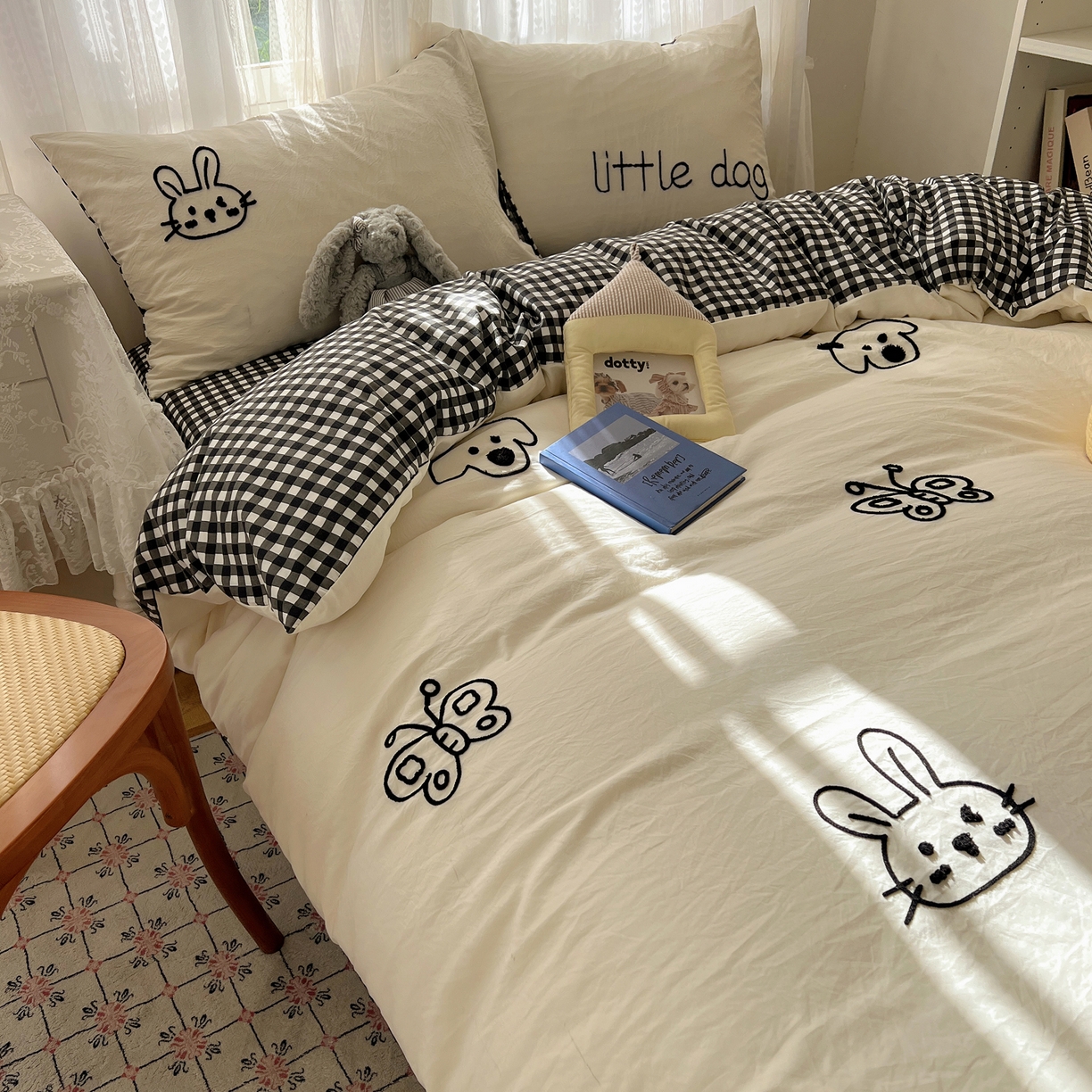 91家纺网 家纺一手货源 找家纺 顾里家纺 2025新款ins可爱毛巾绣云朵棉套件四件套 童心屋