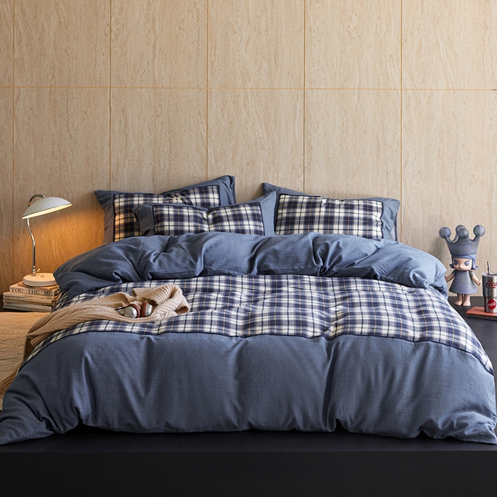 91家纺网 家纺一手货源 找家纺 安莱生活 2025新款全棉纯棉色织宽边磨毛四件套 微醺