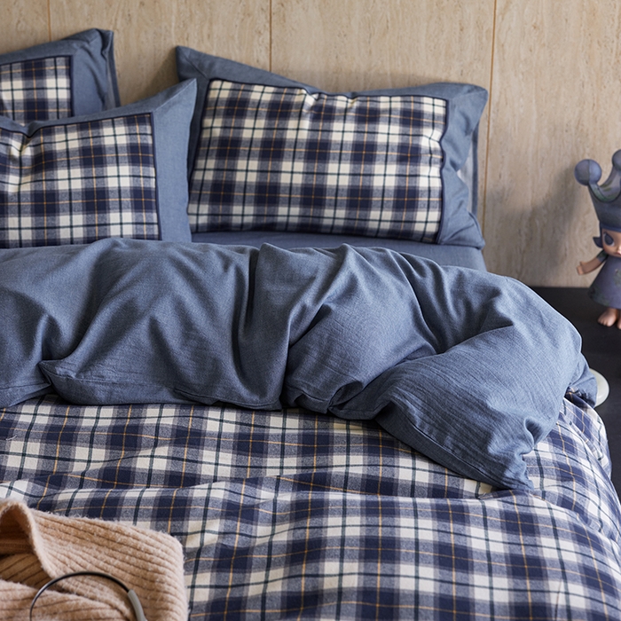 91家纺网 家纺一手货源 找家纺 安莱生活 2025新款全棉纯棉色织宽边磨毛四件套 微醺