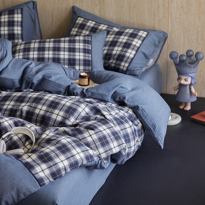 91家纺网 家纺一手货源 找家纺 安莱生活 2025新款全棉纯棉色织宽边磨毛四件套 微醺