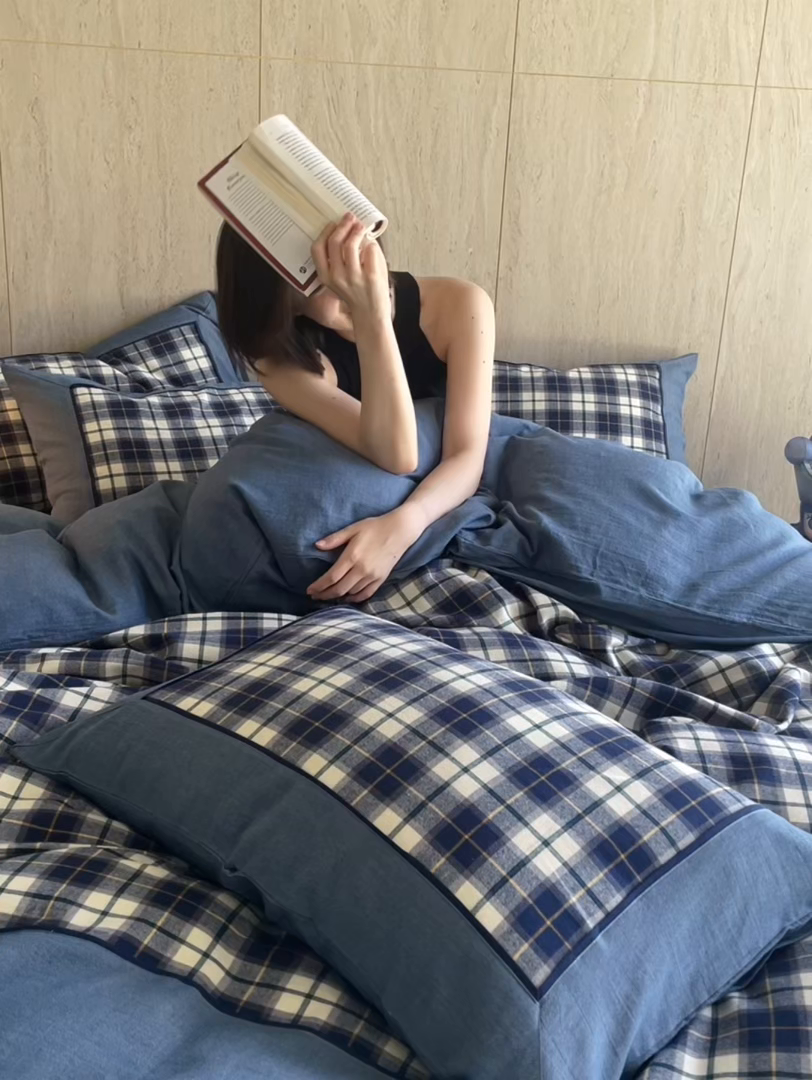 91家纺网 家纺一手货源 找家纺 安莱生活 2025新款全棉纯棉色织宽边磨毛四件套 微醺