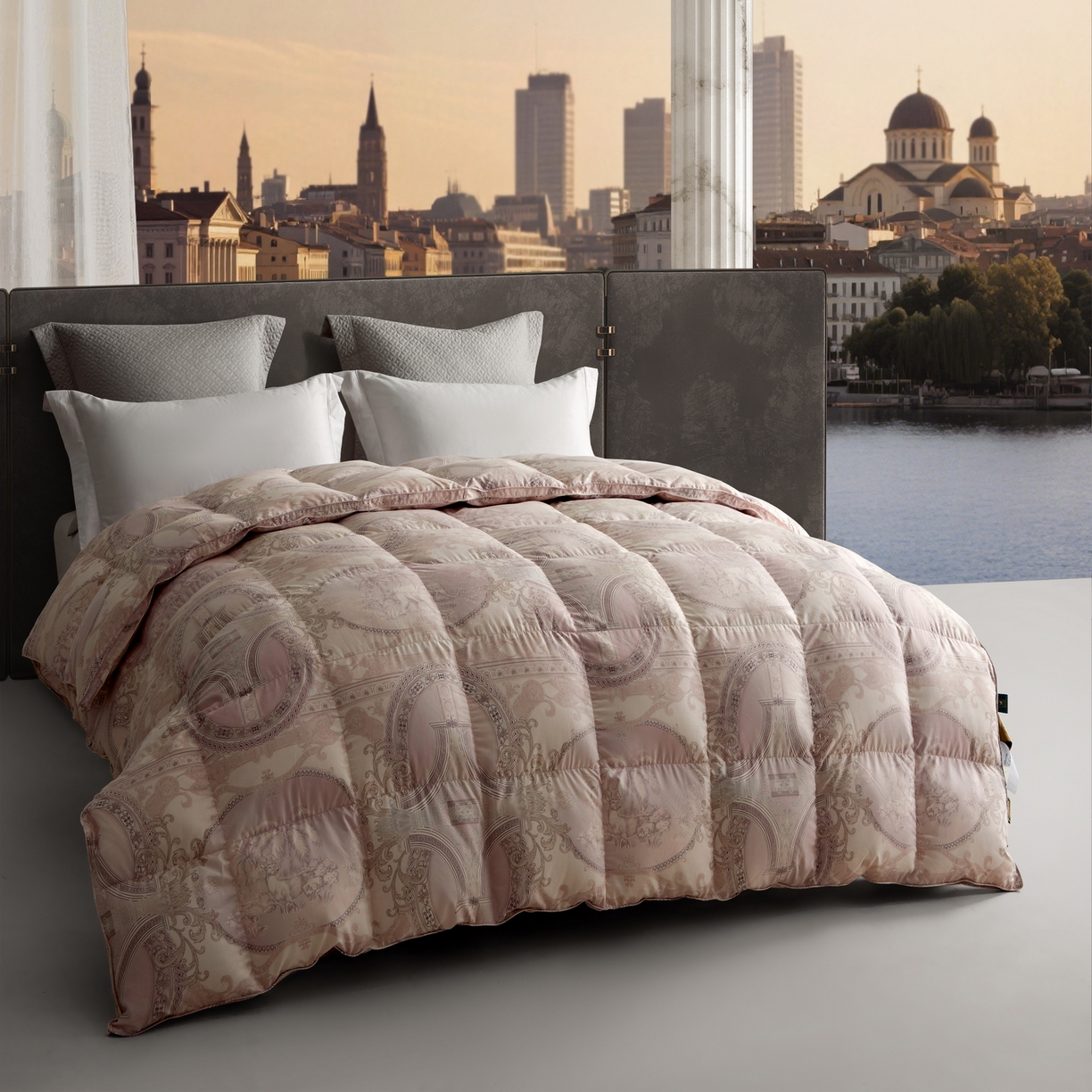 91家纺网 家纺一手货源 找家纺 织梦人羽绒工厂店 2025新款高蓬松羽绒羽毛被大牌同款花型 爱丁堡豆沙