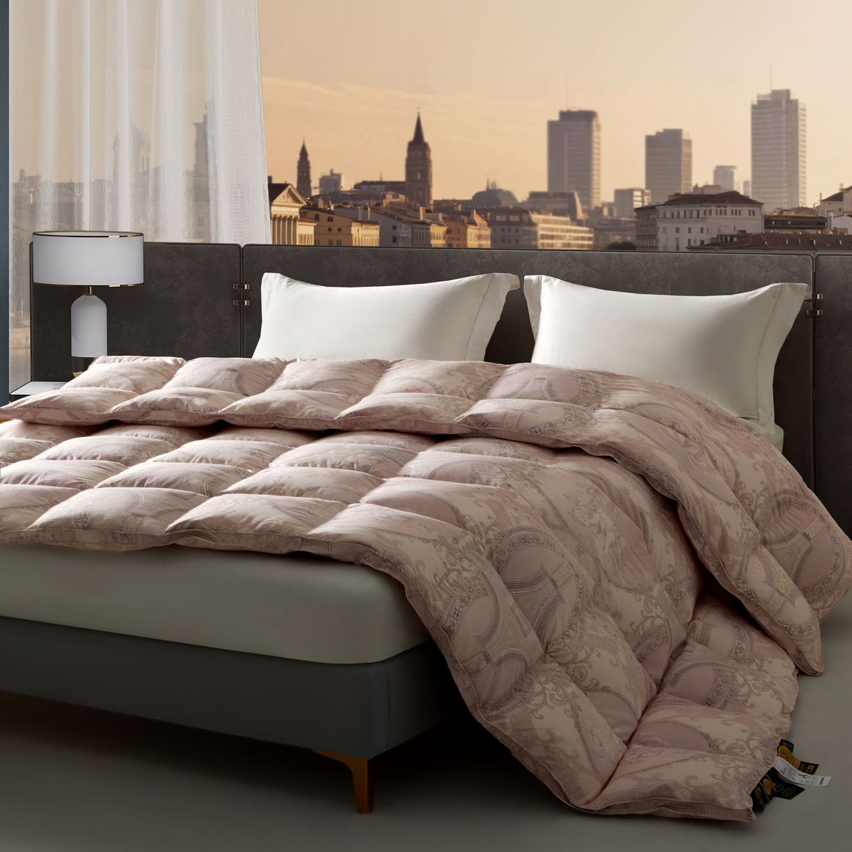 91家纺网 家纺一手货源 找家纺 织梦人羽绒工厂店 2025新款高蓬松羽绒羽毛被大牌同款花型 爱丁堡豆沙