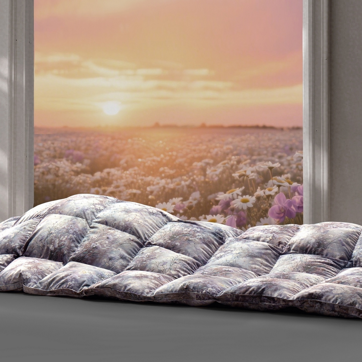 91家纺网 家纺一手货源 找家纺 织梦人羽绒工厂店 2025新款高蓬松羽绒羽毛被大牌同款花型 春风浅浅