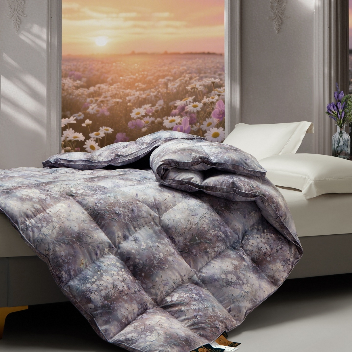 91家纺网 家纺一手货源 找家纺 织梦人羽绒工厂店 2025新款高蓬松羽绒羽毛被大牌同款花型 春风浅浅