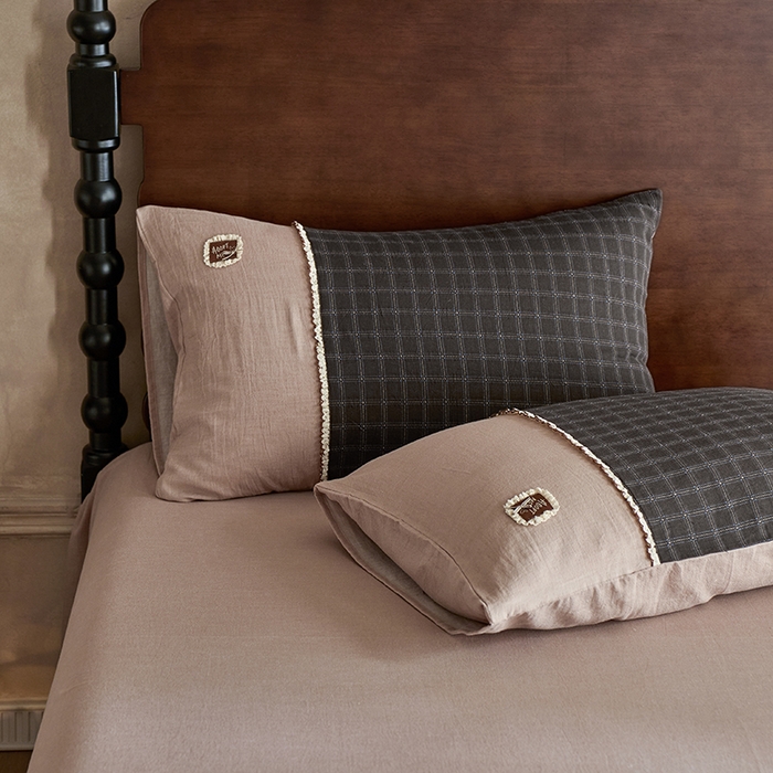 91家纺网 家纺一手货源 找家纺 安莱生活 2025新款全棉纯棉色织磨毛提花格四件套 琉光忆